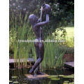 Western style modern art bronze natural life size sexy nude lady bathing sculpture for decoration